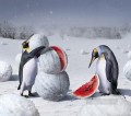 pingüinos y animales sandía